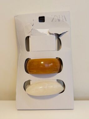 Zara Two Pack Chunky Resin Bangle Bracelets Light Brown Cream Womens Size Medium